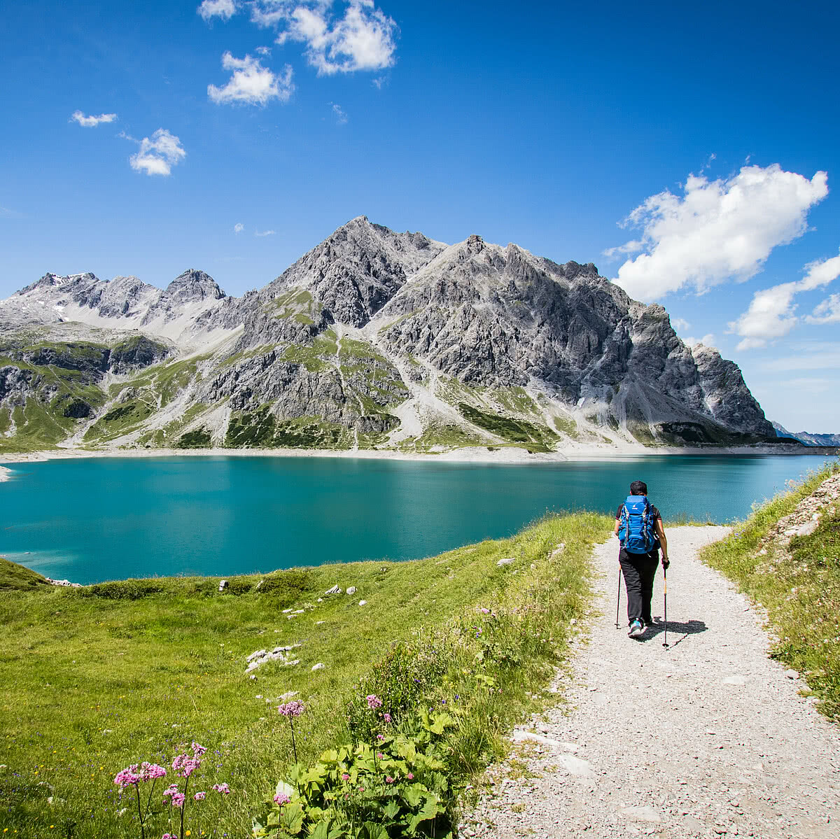 Alpen, Alps, Berge, Brandnertal, Europa, Europe, Girl, Hiking, Landscape, Landschaft, Lünersee, Mountains, See, Seraina Bodyl, Sport, Vorarlberg, Wandern, Wasser, Water, Woman, lake, Österreich